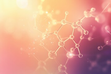 Poster - An abstract background featuring molecules and chemical structures in a vibrant gradient of colors during a scientific exploration. Generative AI