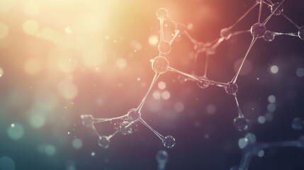 Leinwandbilder - Abstract representation of molecular structures with intricate connections, illuminated by soft light in a vibrant setting. Generative AI