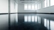 © Pricha.RT - Clean and modern room with a glossy epoxy resin floor, well-lit and empty, perfect for use as an office or studio space after renovation.