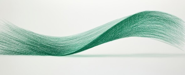 Poster - A graceful wave of green pencil strokes flows smoothly across a light background, highlighting artistic expression and creativity