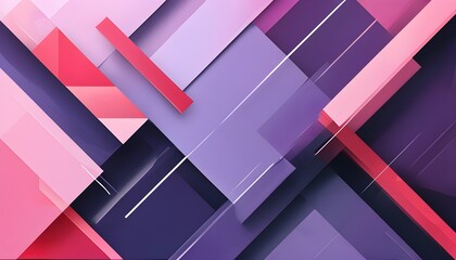 Wall Mural - Dynamic Abstract Background with Geometric Stripes and Triangles in Purple and Pink Tones