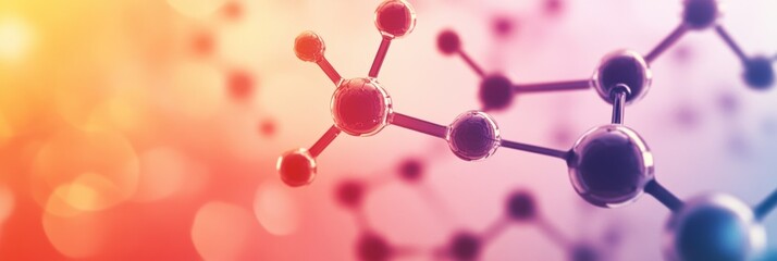 Leinwandbilder - Colorful abstract backdrop featuring an array of molecules and chemical structures interconnected in a visually striking design