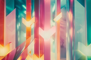 Kaleidoscopic patterns of light and color create an enchanting, futuristic labyrinth of neon hues and reflective surfaces.