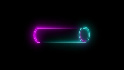Wall Mural - neon glowing square, rectangle animation on black background. abstract glowing neon rectangle border