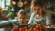 © liliyabatyrova - A woman and a child are in a kitchen, preparing food