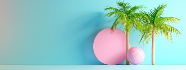 A beautiful abstract surreal landscape palm tree collage concept, with a contemporary color scheme and mood.