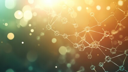 Aufkleber - Abstract representation of molecular structures and chemical elements in a softly illuminated background. Generative AI