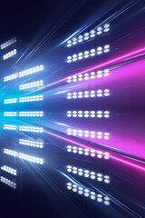 Wall Mural - dark night scene, street with spotlights, neon.