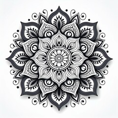 Mandala art design also called rangoli, decorative elements on white background