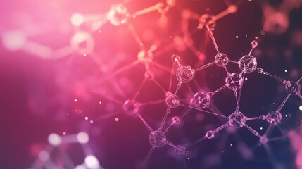Aufkleber - Abstract representation of chemical structures and molecules illuminated in vibrant colors with a soft background effect. Generative AI