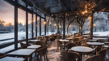 Wall Mural - cafe with winter