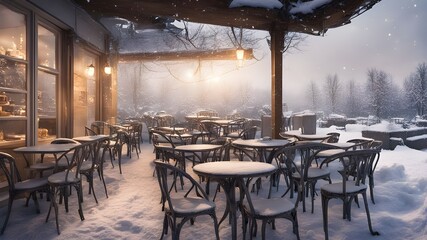 Wall Mural - cafe with winter