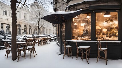 Wall Mural - cafe with winter