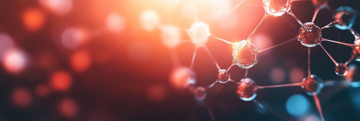 Leinwandbilder - Abstract representation of molecules and chemical structures in a vibrant color palette illustrating scientific concepts. Generative AI