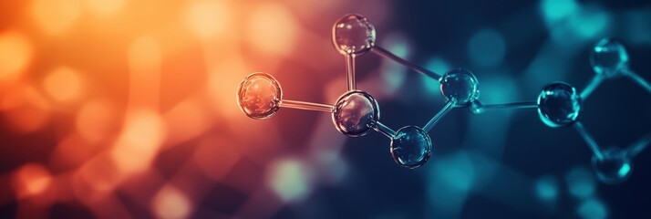 Fototapete - Intricate abstract background showcasing molecular structures with vibrant colors and reflections in a scientific context. Generative AI