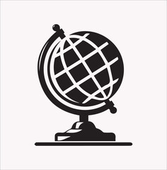 Globe world  on a stand vector silhouette on a white background