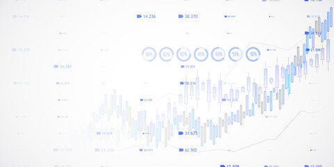 Wall Mural - Stock market data chart with bar graphs on white background. 3D Rendering