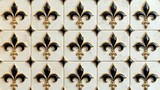 Black and gold fleur de lis create a striking tile pattern with classic elegance and bold style.