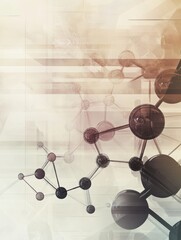 Fototapete - Abstract representation of molecules and chemical structures on a soft background with various hues illustrating scientific concepts. Generative AI