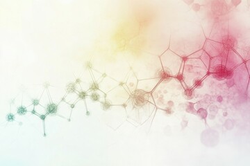 Fototapete - Abstract representation of molecules and chemical structures in soft pastel colors against a blurred background. Generative AI
