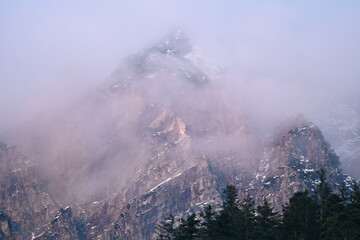 mountain peaks covered with snow