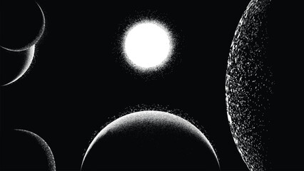 Wall Mural - star and exoplanet in outer space. futuristic landscape, with noise texture . space landscape with p