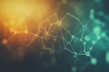 Aufkleber - Abstract representation of molecular structures and chemical bonds in a vibrant, visually striking background at night. Generative AI