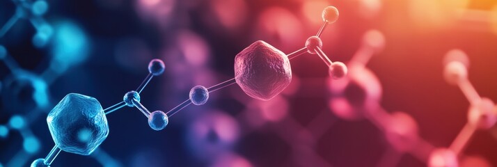 Fototapete - Abstract visualization of molecular structures and chemical formations in vibrant colors showcasing scientific concepts and discoveries. Generative AI