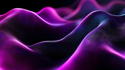 Wall Mural - Mesmerizing Luminous Undulating Geometric Abstraction with Flowing Neon Curves and Waves