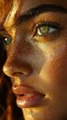 © Salander Studio - close-up portrait of a beautiful woman with golden freckle make-up