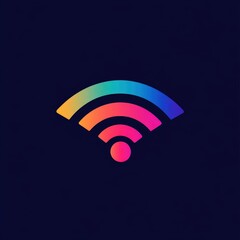 Colorful Wi-Fi symbol on a dark background, representing connectivity and modern communication technology.