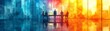 © ngstock - A vibrant digital artwork depicting silhouettes of business professionals engaged in discussion against a colorful, abstract cityscape backdrop.