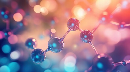 Fototapete - Exploring molecular structures in an abstract composition with vibrant colors and intricate details. Generative AI