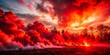 © Supittra - Vibrant red haze fills the atmosphere, casting a dramatic, fiery glow on the surrounding environment, evoking a sense