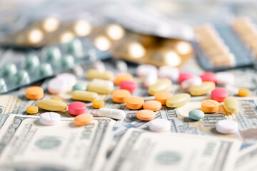 Medical business, a doctor carefully manages the money for each dose of medication, ensuring that even narcotic prescriptions are given against a backdrop of responsible health care. medicine, money.