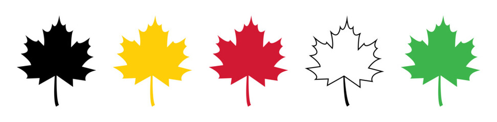 Wall Mural - set of flat maple leaf shape icons isolated on white background vector illustration. canadian maple 