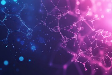 Leinwandbilder - Abstract portrayal of molecular structures with vibrant colors creating a dynamic backdrop for scientific exploration and discovery. Generative AI