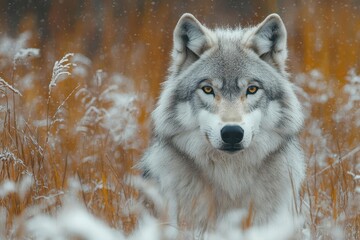 Wall Mural - wild wolf prowls through its natural habitat showcasing its majestic beauty against a backdrop of breathtaking wilderness embodying strength and grace