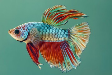 fighting fish,Multi color Siamese fighting fish(halfmoon),Betta splendens,on nature background with clipping path - generative ai