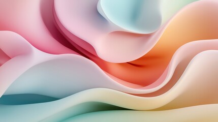 Poster - Soft Abstract Waves in Pastel Colors