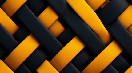 Canvas Print - Abstract Intertwined Black and Yellow Pattern, representing concepts of connection, contrast, movement, design, and geometry.