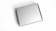 © Tark - A package box with matte metallic silver texture, flat lay on a white background. Generative AI