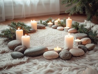 Sticker - Spa Relaxation with Candles and Stones.