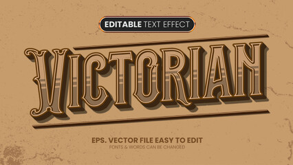 Wall Mural - victorian editable text effect. old vintage text style