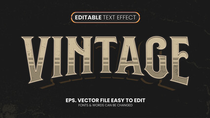 vintage retro editable text effect, rough warp style