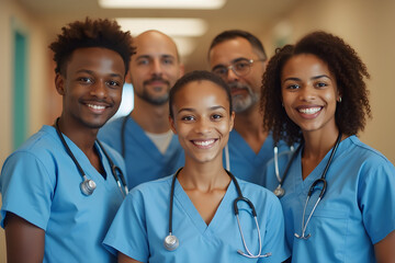 young multi-ethnic medical team at the hospital