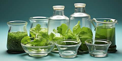 Canvas Print - glass of water with green plant