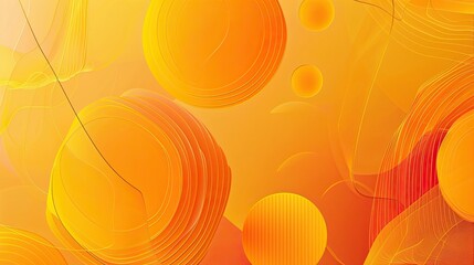 Wall Mural - Gradient orange and yellow shapes with thin parallel lines creating warmth