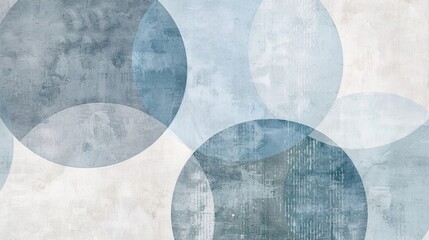 Poster - Layered abstract with soft blue and white shapes and fine parallel lines