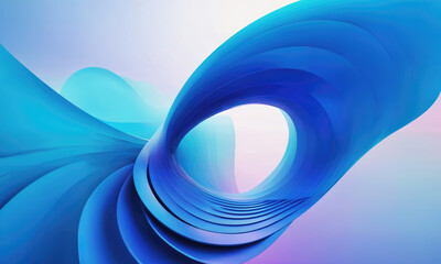 Abstract blue shapes form a swirling pattern in this digital artwork